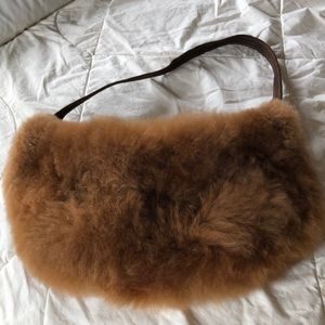 Handmade alpaca fur shoulder bag